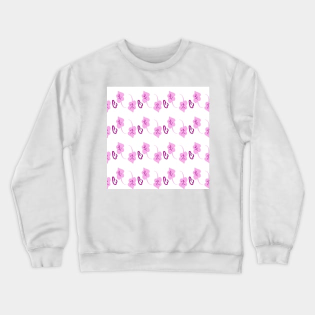 Background illustration white with pink flowers, floral decorative design pattern, ornament Crewneck Sweatshirt by grafinya